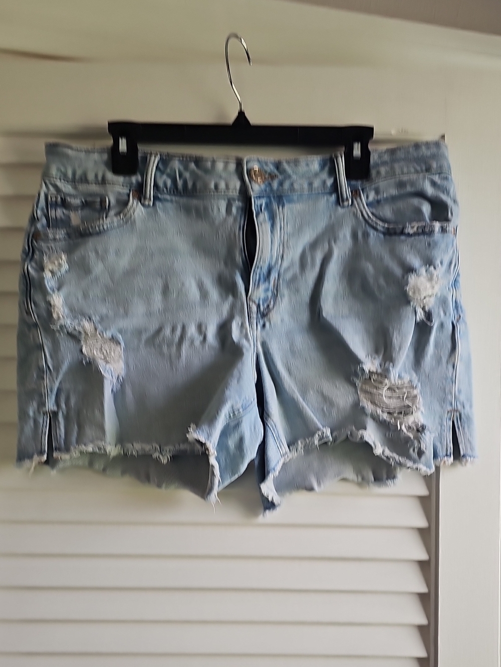 Maurices Light Blue Distressed Denim Shorts